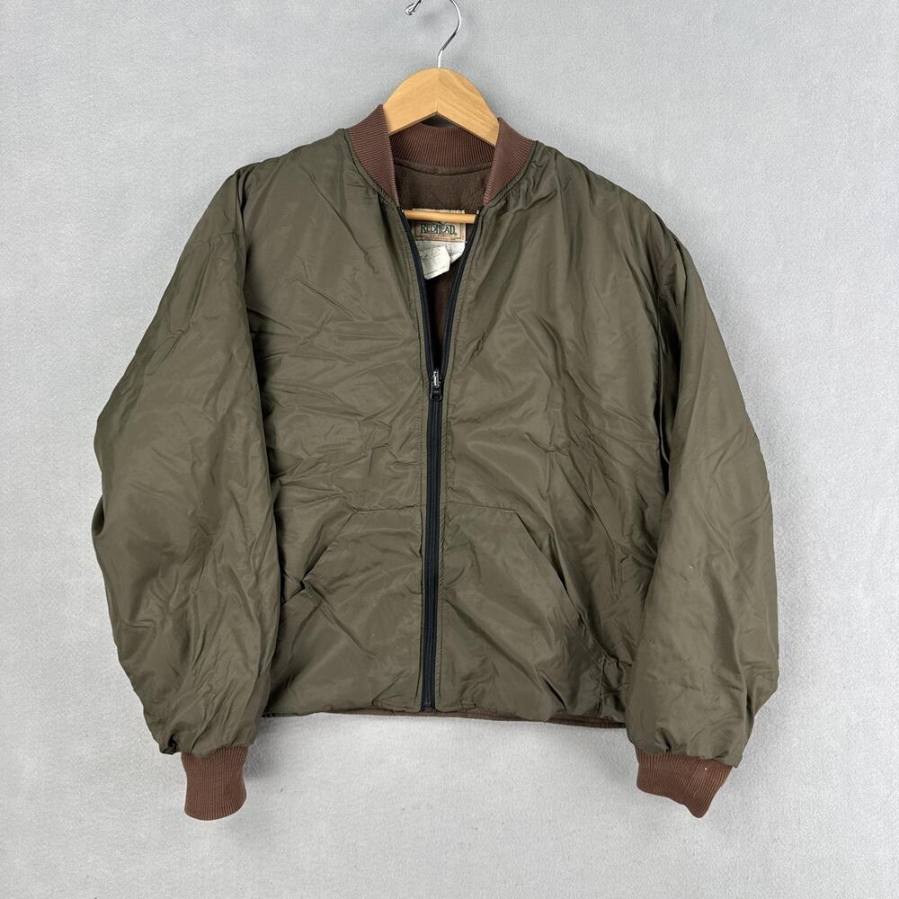 Vintage RedHead Jacket Mens Large Green Nylon Insulated Bomber Hunting Outdoor
